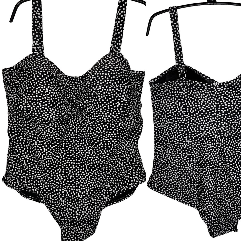 Catalina Polka Dot One Piece Plus Size Swimsuit Size 2X 18 20 Black White Retro